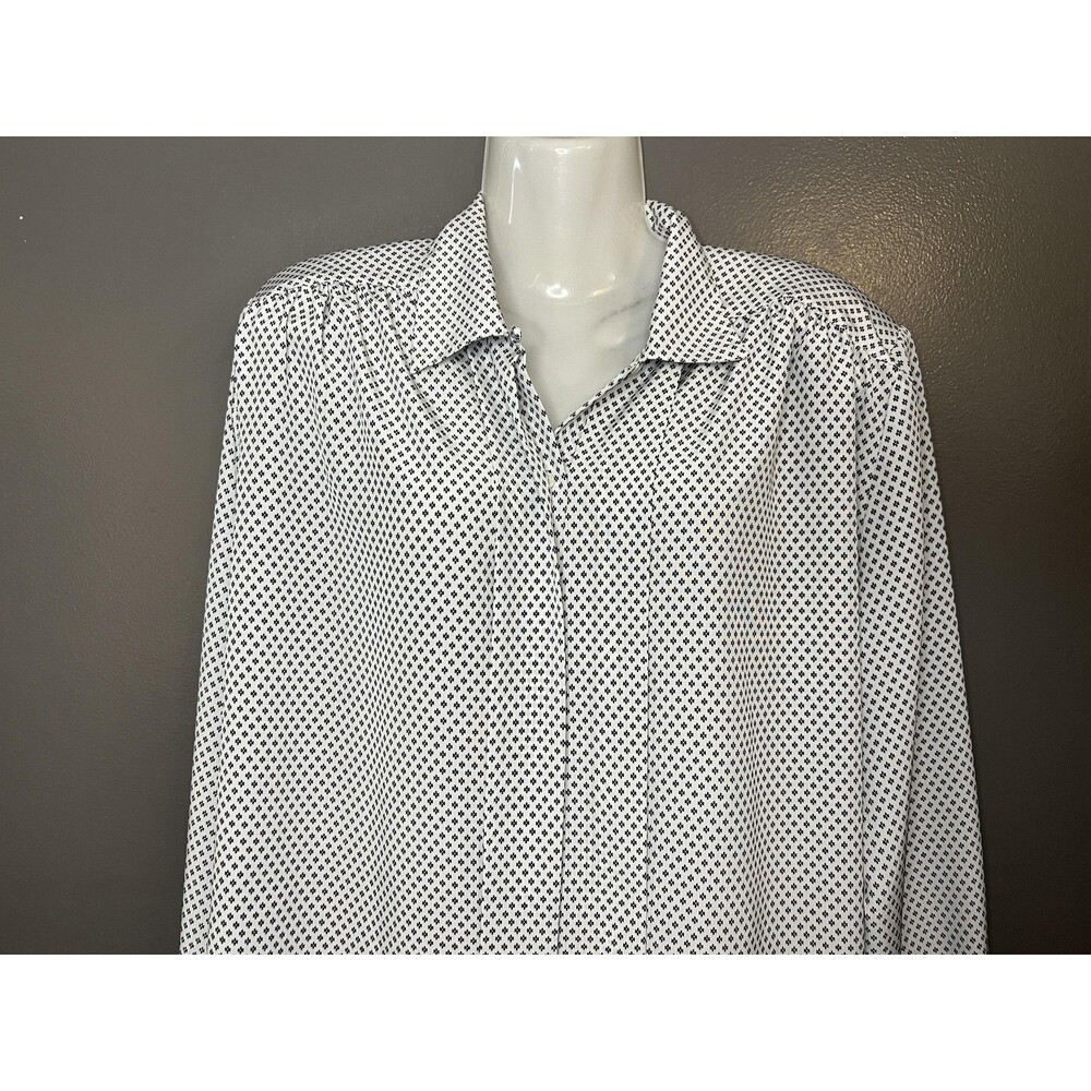 Vintage Impressions Of California Shirt Womens 16 White Black Print Blouse